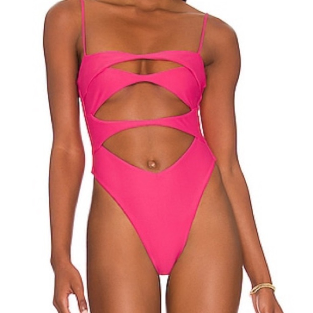 NWT Lovers + Friends no words Vibrant hot Pink cut out One Piece size medium
